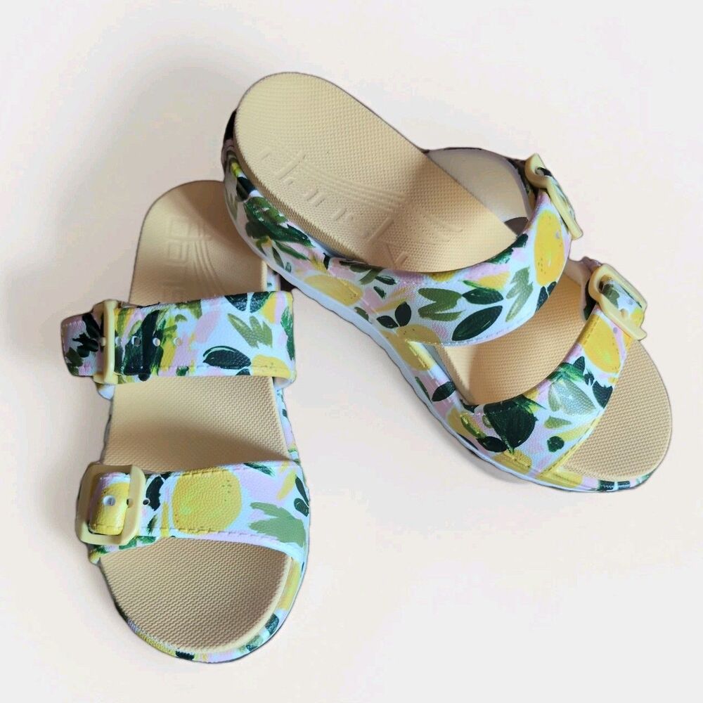 Dansko Kandi Sandal Slide Platforms Womens EU 38 Lemon Yellow Summer Comfort